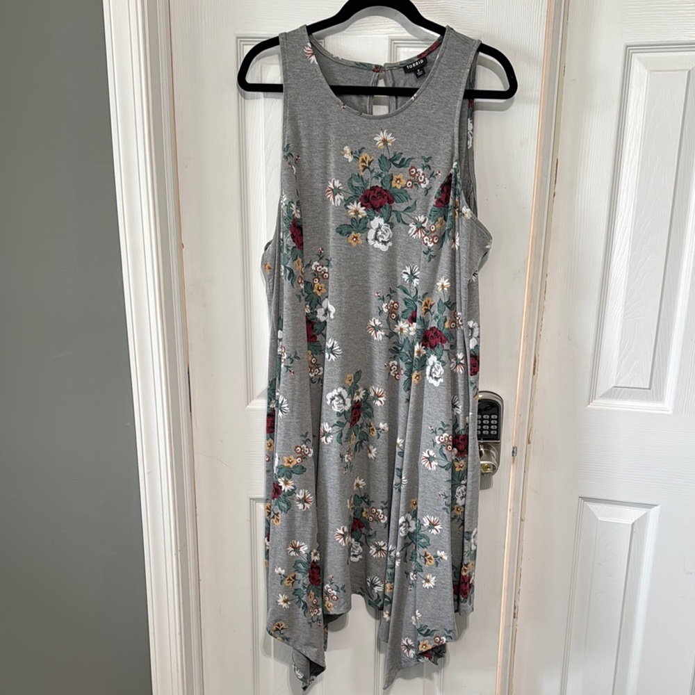 Torrid Asymmetrical Gray and Blue Sundress
